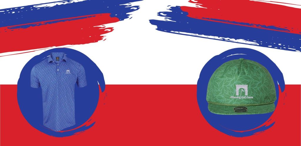 Banner of items available in golf course pro shop